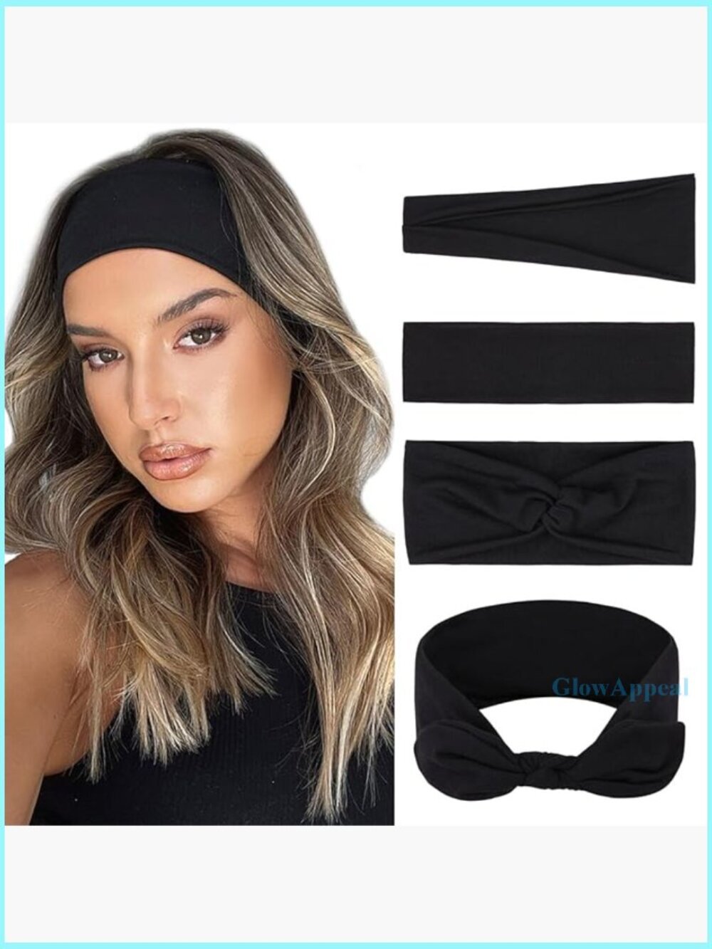 4-Pack Stretchy Anti-Slip Headbands, Polyester Spandex, Yoga Workout Everyday